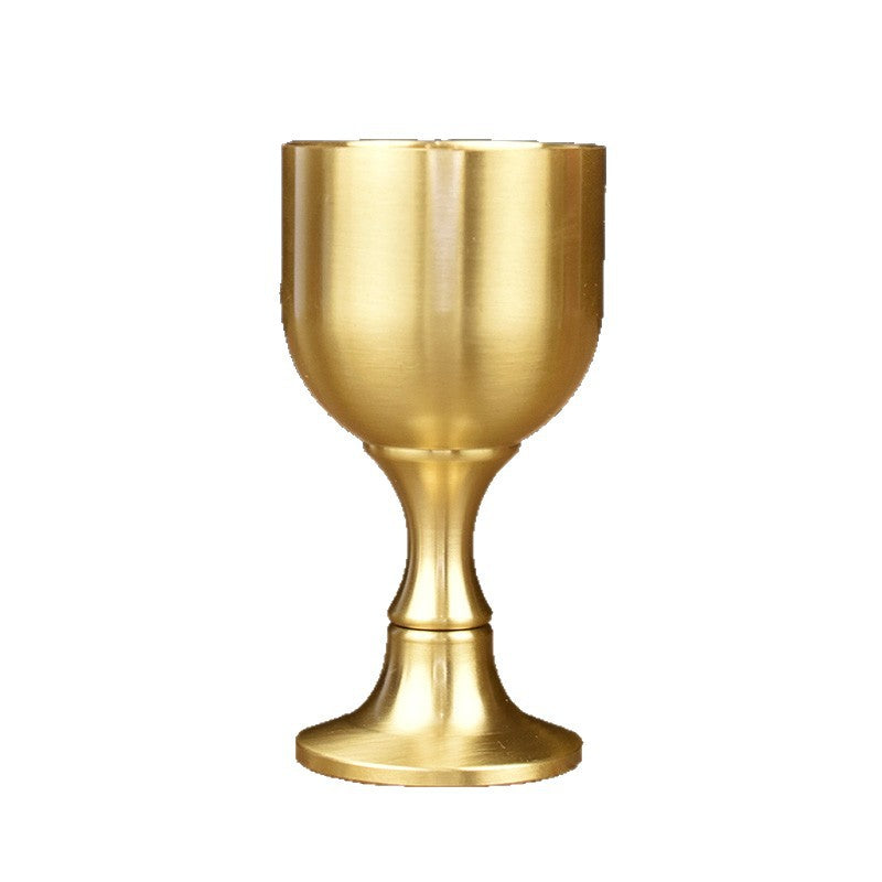 Ensemble de coupes à vin en cuivre - Grande, moyenne, petite - Coupe sur pied antique en laiton pur pour offrandes, Feng Shui, Dieu de la richesse, coupe à eau