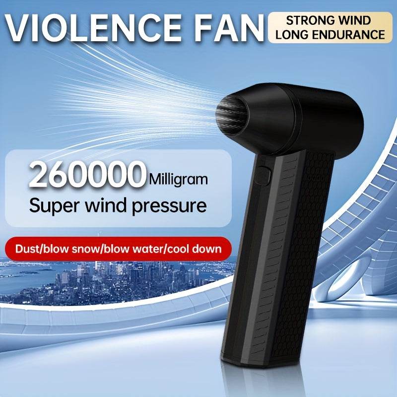 Portable Air Compressor Turbine Fan - Handheld Dust and Snow Remover, BBQ Charcoal Starter, Compact and Rechargeable, Suitable for Keyboards, Electronics, Car Interior, and Outdoor Use, Portable Turbine Fan - Quality Shopping Centre