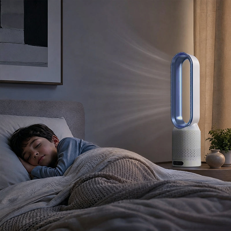 2026 Nouveau ventilateur tour sans pales avec purificateur d'air – Ventilateur ultra-silencieux sur pied et de table pour chambre, maison, bureau