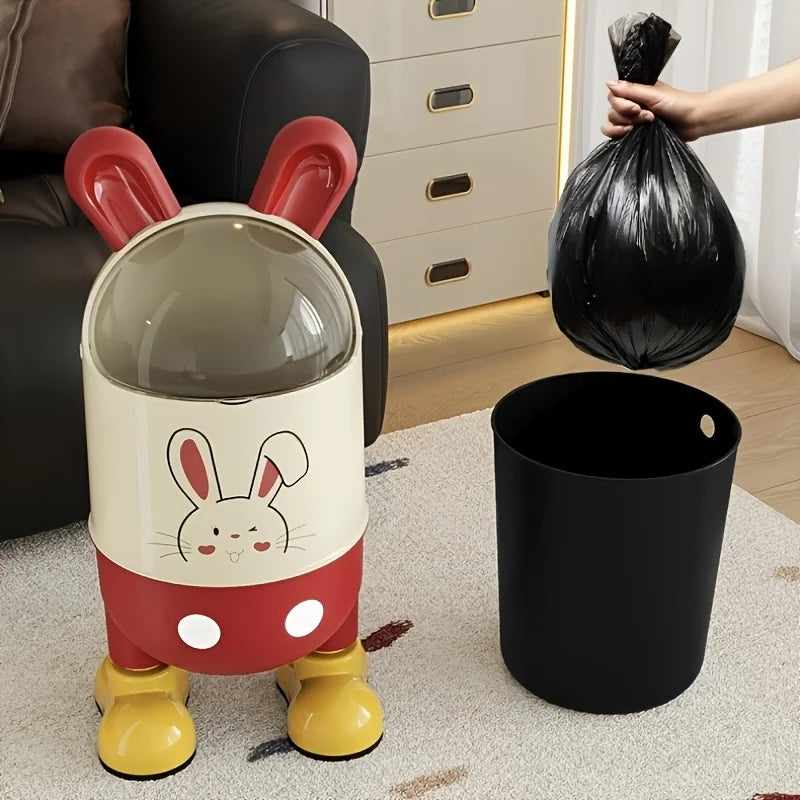 1pc Cartoon Cute Rabbit Creative Trash Can,Home Kitchen,Bathroom, Living Room, Bedroom with Lid Cartoon Odor Sealed Trash Can