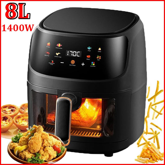 1400W 8L Air Fryer Without Oil House Programmable Smart LED Touch Thermal AirFryer Cycle Oven Booker French Fries chickens