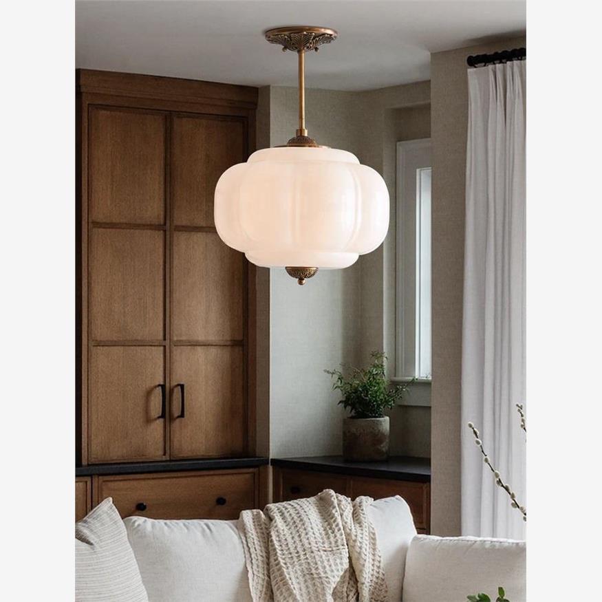 D38*H40CM Hanglamp met pompoen-glasontwerp voor slaapkamer, woonkamer, hal en entree