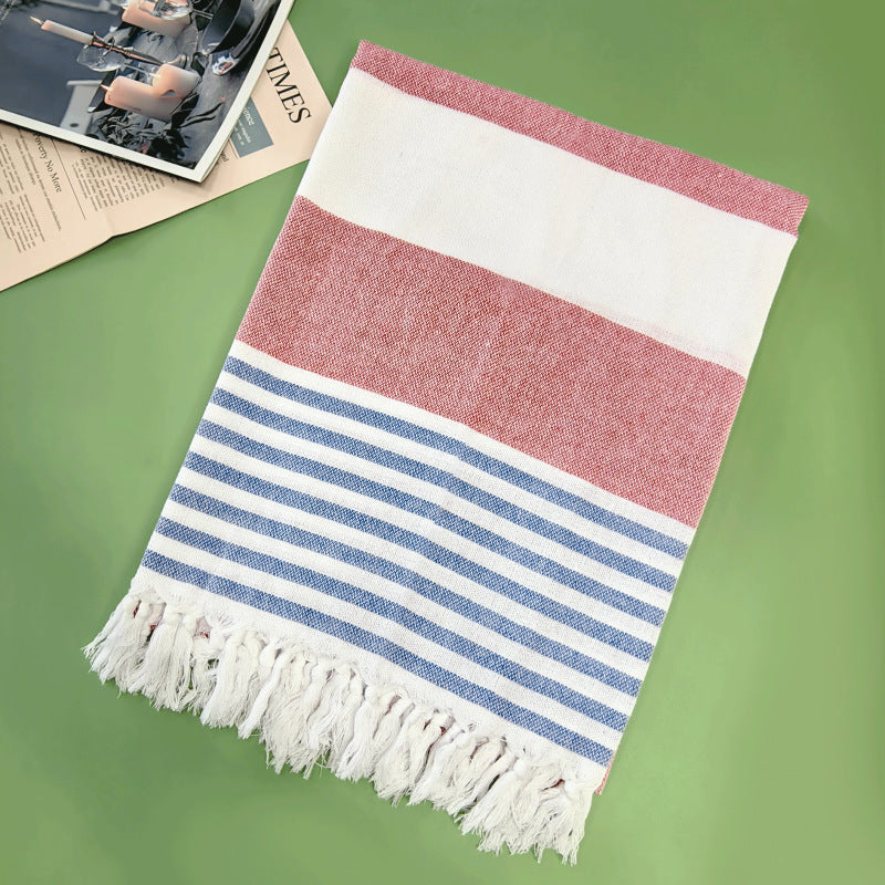 Serviette de plage turque rayée à franges, séchage rapide, grande taille, en coton, styles variés, vente en gros