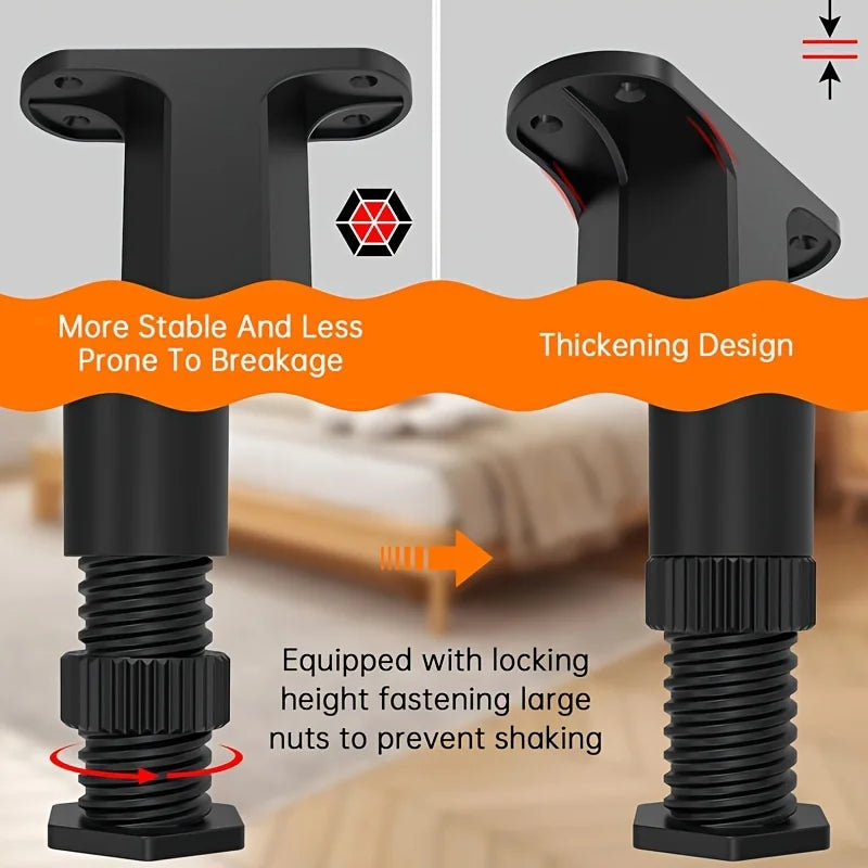 Adjustable Bed Frame Support Legs,5.31"-8.66"Heavy Duty Plastic Furniture Feet-Ideal for Beds,Sofas,Tables, with Screws Included