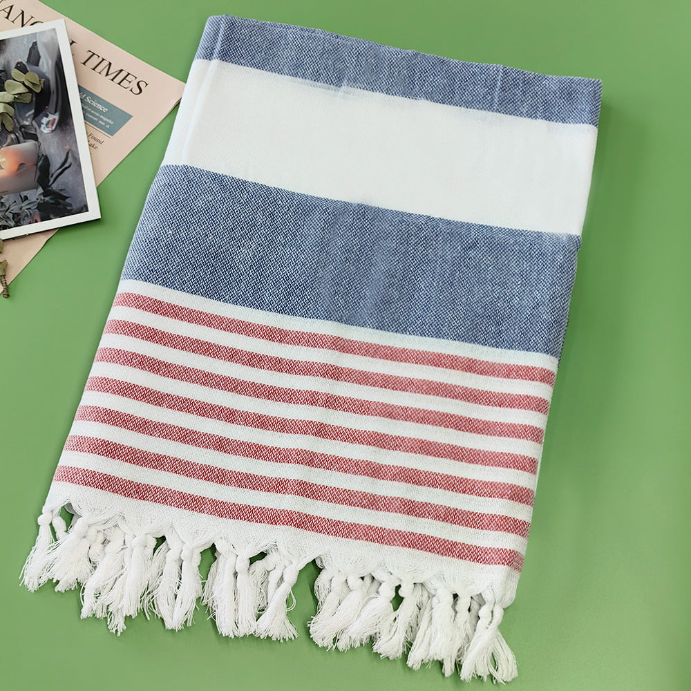 Serviette de plage turque rayée à franges, séchage rapide, grande taille, en coton, styles variés, vente en gros