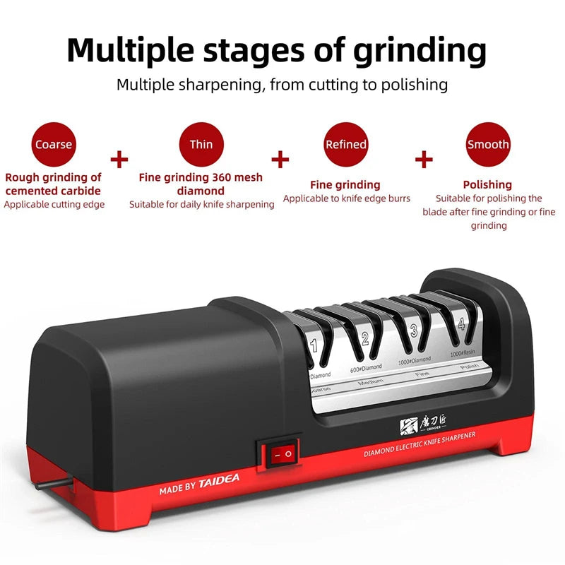 4 Stage Electric Knife Sharpener 20-Degree Grinding Edge Knifie Sharpener for dog knifes with Sharpening and Polishing