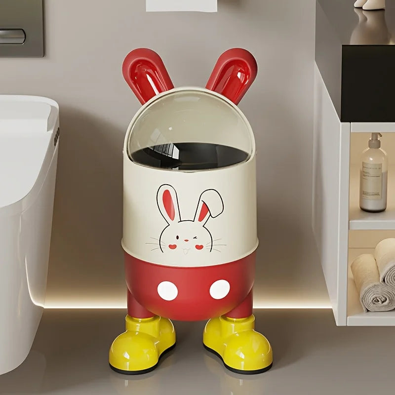 1pc Cartoon Cute Rabbit Creative Trash Can,Home Kitchen,Bathroom, Living Room, Bedroom with Lid Cartoon Odor Sealed Trash Can