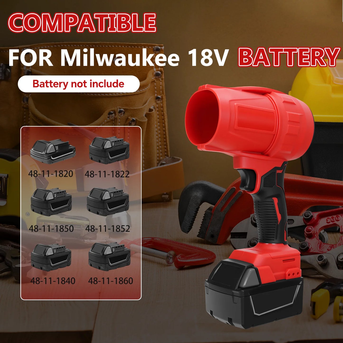Brushless Electric Air Blower Turbo Blower Jet Fan Cordless Leaf Blower Handheld Dust Blowing Tool for Milwaukee 18V Battery