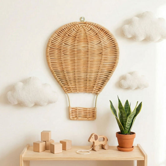 Handgemaakte rotan heteluchtballon wanddecoratie voor kinderkamer, interieurdecoratie, babyfoto-rekwisiet
