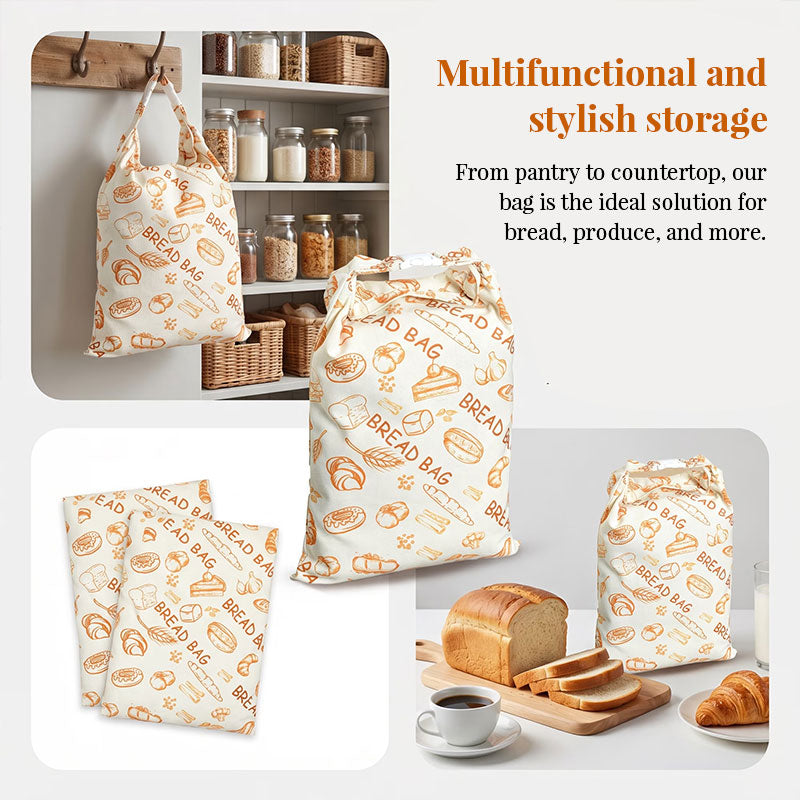 Reusable Beeswax Bread Bags – Natural Beeswax-Lined Cotton Bags for Freezer & Fridge Storage