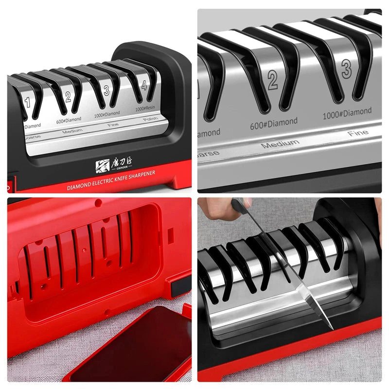 4 Stage Electric Knife Sharpener 20-Degree Grinding Edge Knifie Sharpener for dog knifes with Sharpening and Polishing