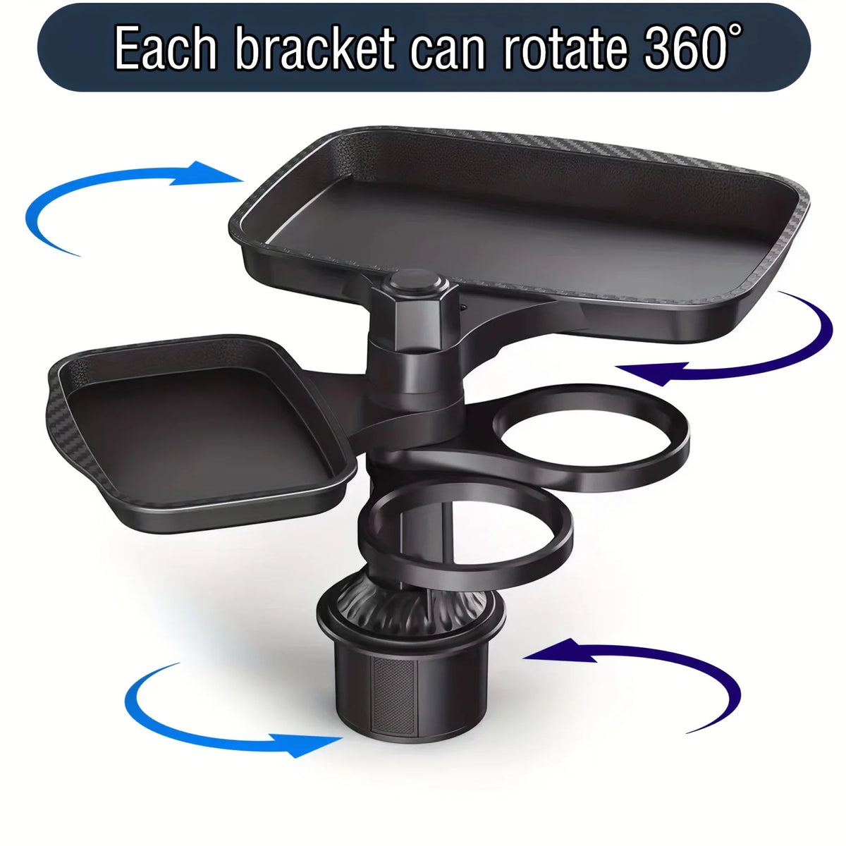 2025 New Car Cup Holder Tray-Expander-3 In 1 Detachable Food Table Tray With Solid Base-Road Trip Essentials Accessories Gadgets