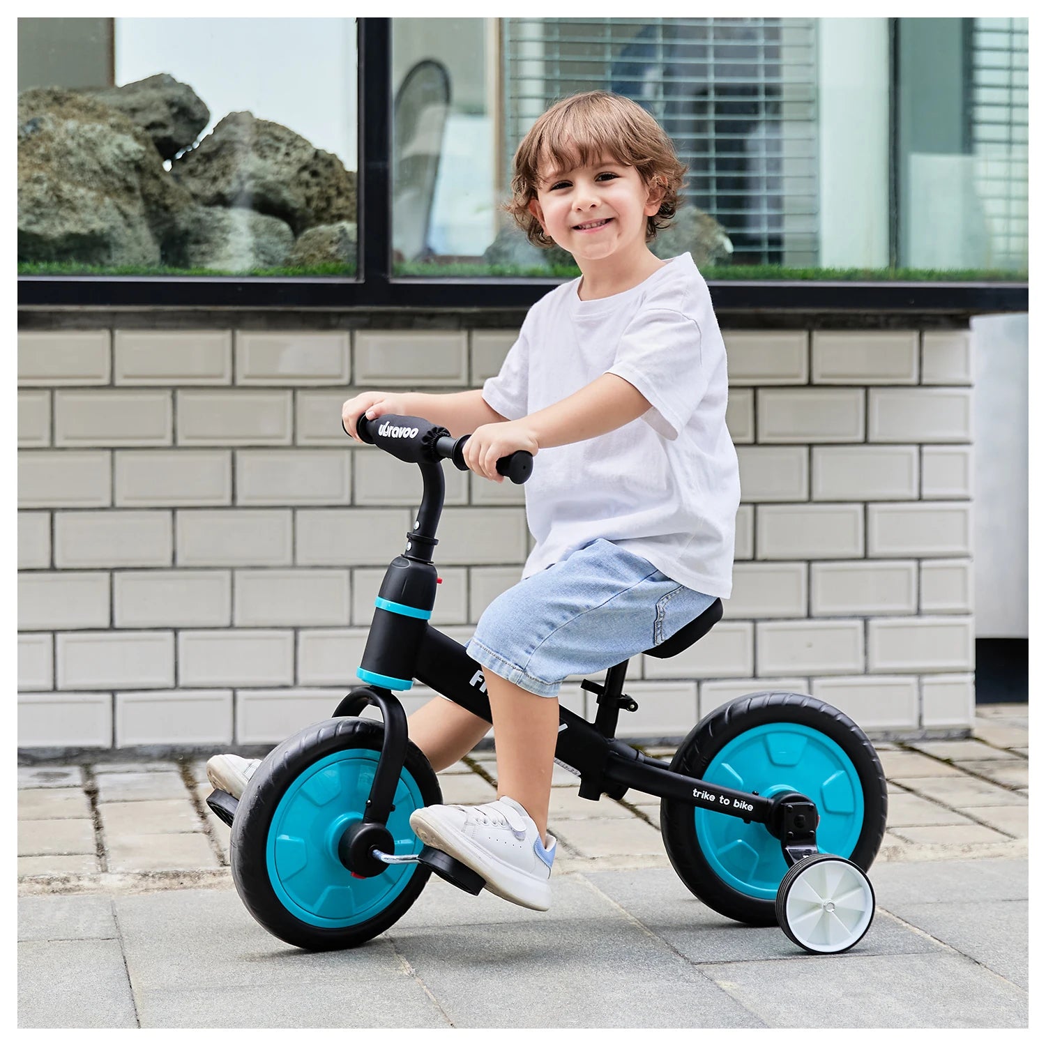 UBRAVOO Fit 'n Joy Toddler Training Bicycle 4-in-1 Balance Bike with Pedals & Training Wheels for Boys Girls Ages 2-4 - Quality Shopping Centre