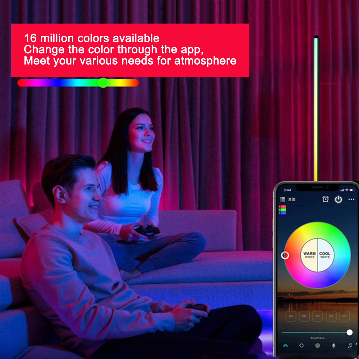 RGB vloerlamp met afstandsbediening en app-besturing