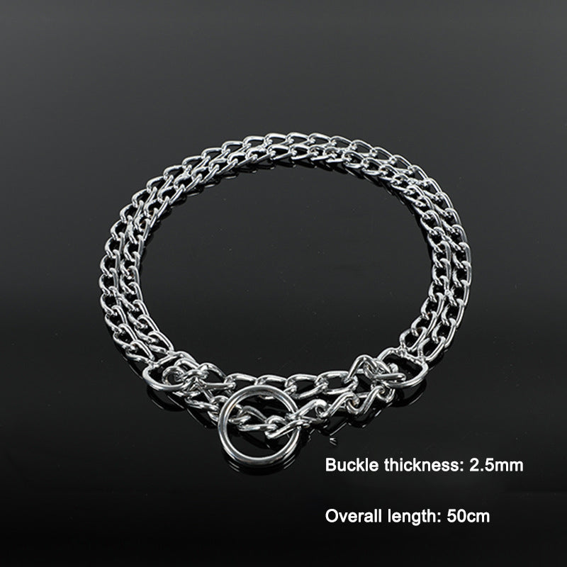 Silver Double Row Telescopic Chain Dog Training Collar
