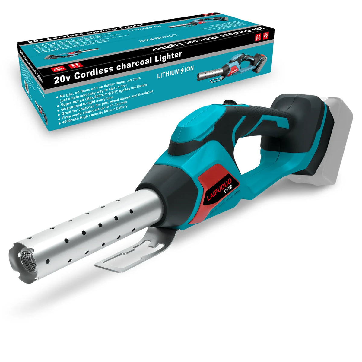 Allume-charbon sans fil 400W, outil pour barbecue, air chauffé sans produits chimiques avec ventilateur intégré, pour batterie Makita 18V