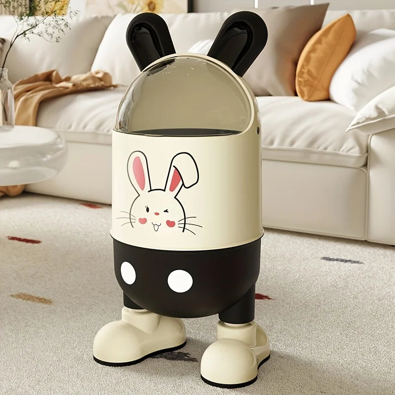 1pc Cartoon Cute Rabbit Creative Trash Can,Home Kitchen,Bathroom, Living Room, Bedroom with Lid Cartoon Odor Sealed Trash Can
