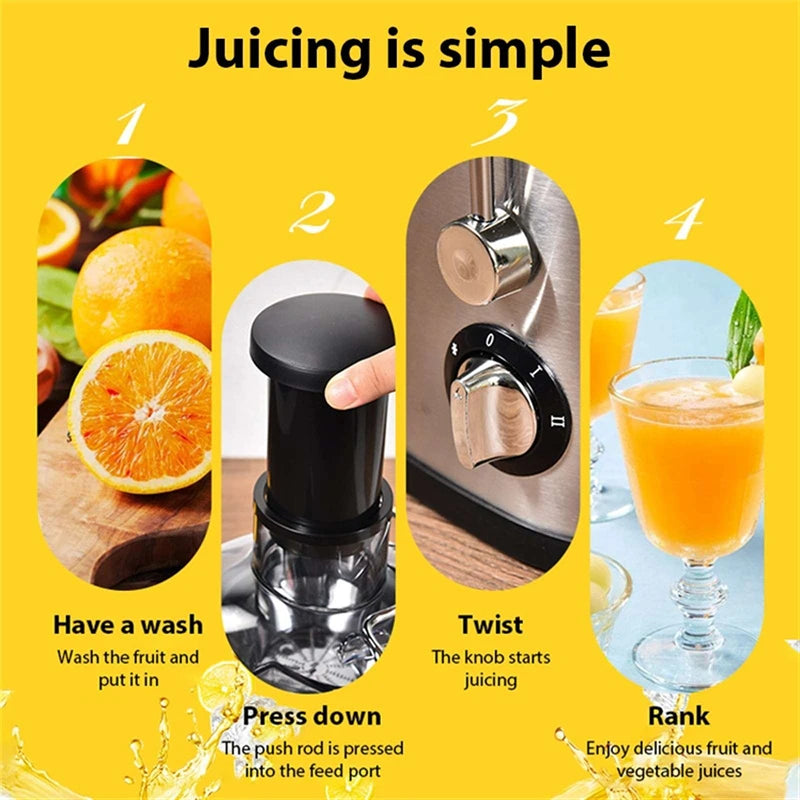 Electric Juicer Machine Stainless Steel Centrifugal 3inch Big Mouth fruit And fresh rice extract 2 Speeds mix Blender