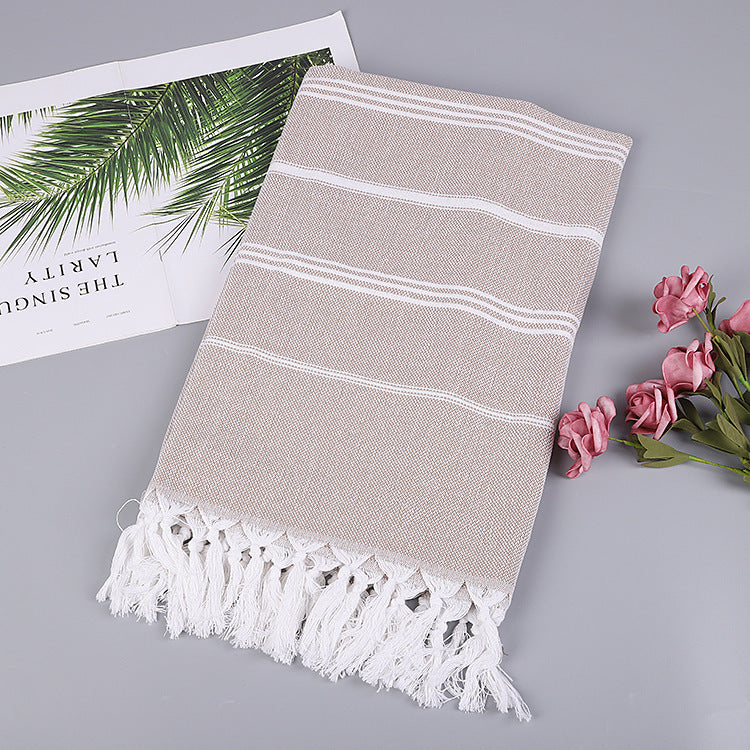 Serviette de plage turque rayée à franges, séchage rapide, grande taille, en coton, styles variés, vente en gros