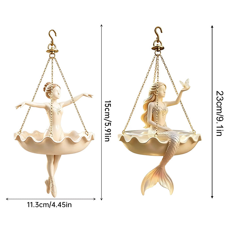 Hangende plantenbak van hars – Elegant ballerina-ontwerp, handgesneden details, uv-bestendige buitenbloempot