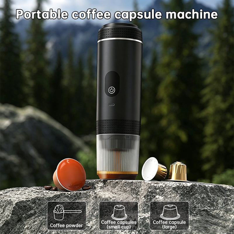 Draagbare espressomachine met digitaal display – 3-in-1 koffiezetapparaat voor cups en gemalen koffie voor op reis, op de camping en op kantoor