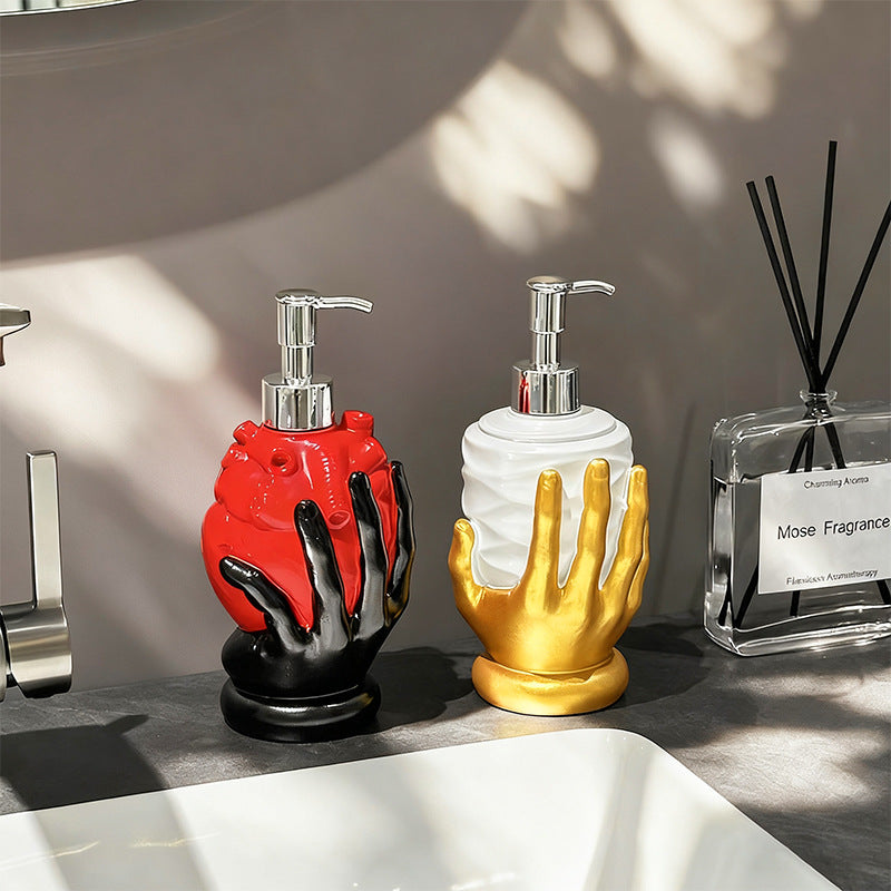 Lightweight Bathroom Handheld Heart-Shaped Liquid Dispenser for Shower Gel, Shampoo, Soap, and Hand Soap Refill Bottles