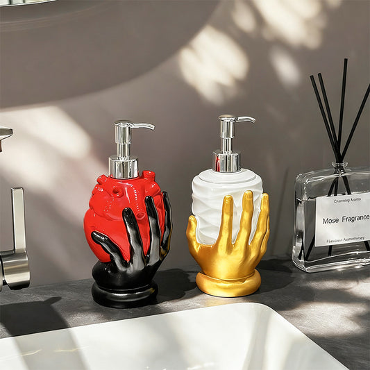 Lightweight Bathroom Handheld Heart-Shaped Liquid Dispenser for Shower Gel, Shampoo, Soap, and Hand Soap Refill Bottles