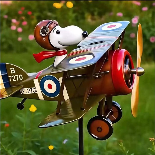 Metalen windmolen Pilot Snoopy voor in de tuin, tuindecoratie voor buiten