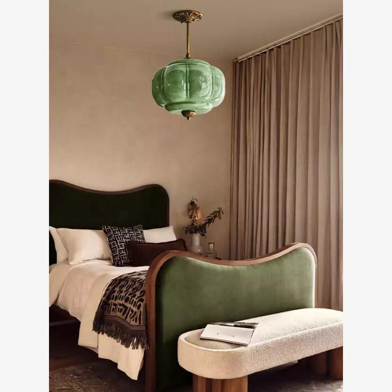 D38*H40CM Hanglamp met pompoen-glasontwerp voor slaapkamer, woonkamer, hal en entree