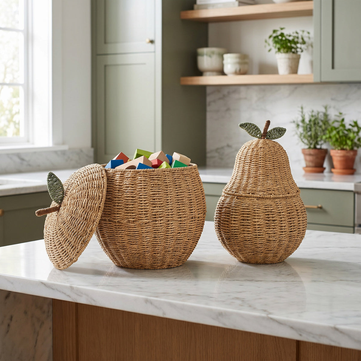 Groothandel handgemaakte gevlochten opbergmand, sneeuwpeer-stijl, opbergmand, bureau-opbergmand, decoratieve mand voor in huis