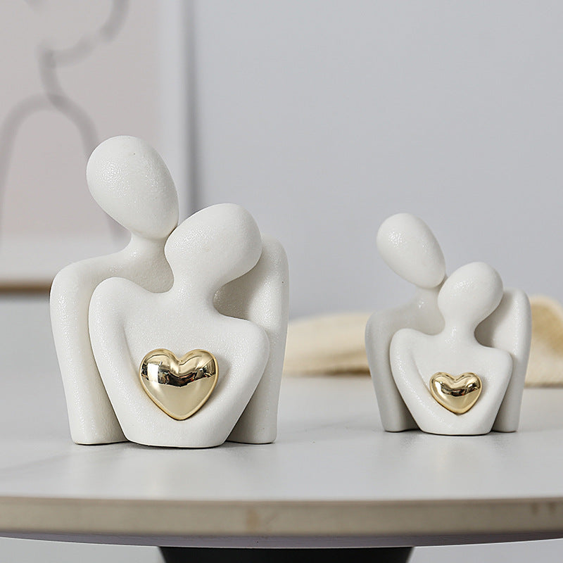 Ceramic Couple Figurine Newlywed Home Decor Desktop Shelf Ornament