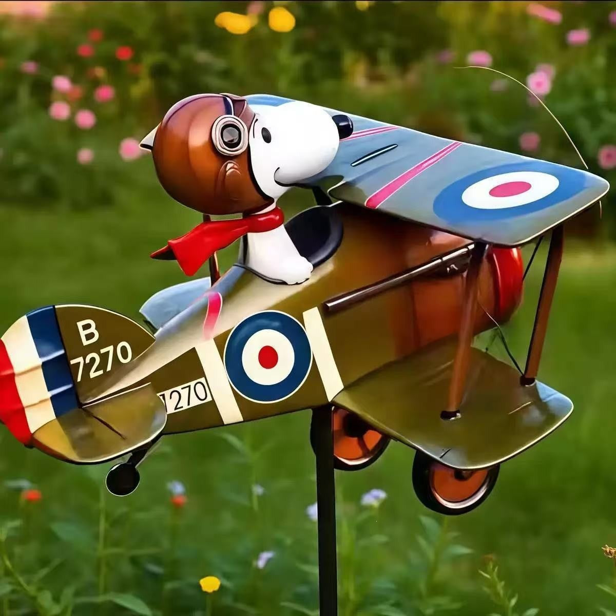 Metalen windmolen Pilot Snoopy voor in de tuin, tuindecoratie voor buiten