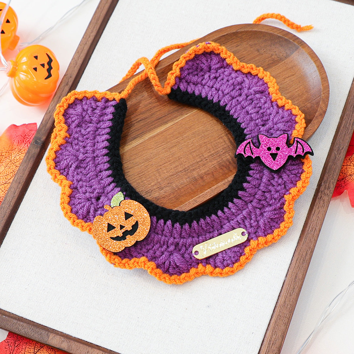 Halloween Pet Cat Dog Knit Scarf Funny Pumpkin Ghost Neckwear Bib