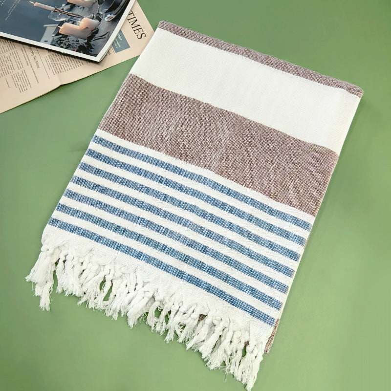 Serviette de plage turque rayée à franges, séchage rapide, grande taille, en coton, styles variés, vente en gros