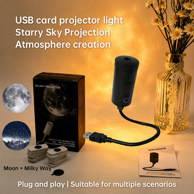 USB-sterrenprojector – Plug & Play, verwisselbare patronen voor slaap- en woonkamer