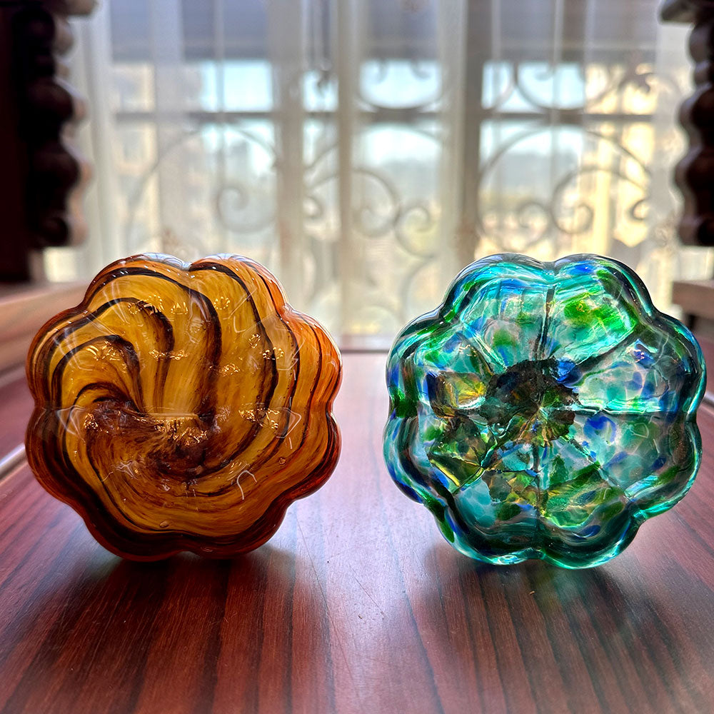 Glazen pompoenornamenten voor huisdecoratie
