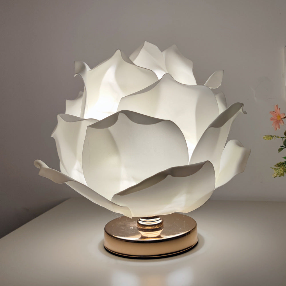 Creatieve grote rozenbloemlamp lotuslamp voor meisjeskamer, romantische sfeer huwelijksdecoratie bedlampje