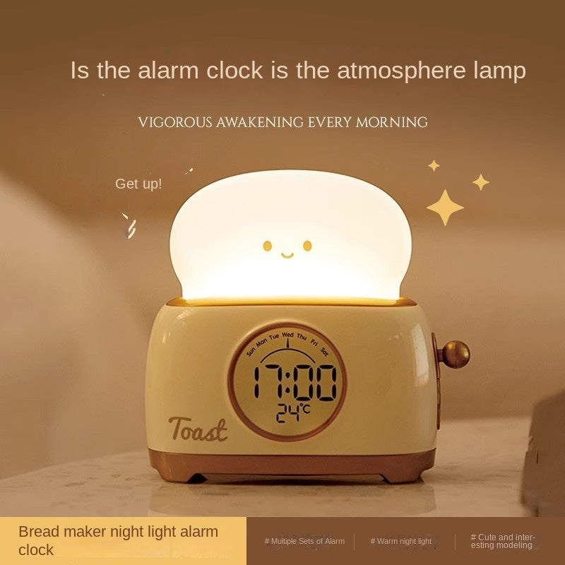 Wekker met nachtlampje in broodrooster-design voor studenten, stijlvolle countdown-timer met temperatuurweergave en alarmfunctie