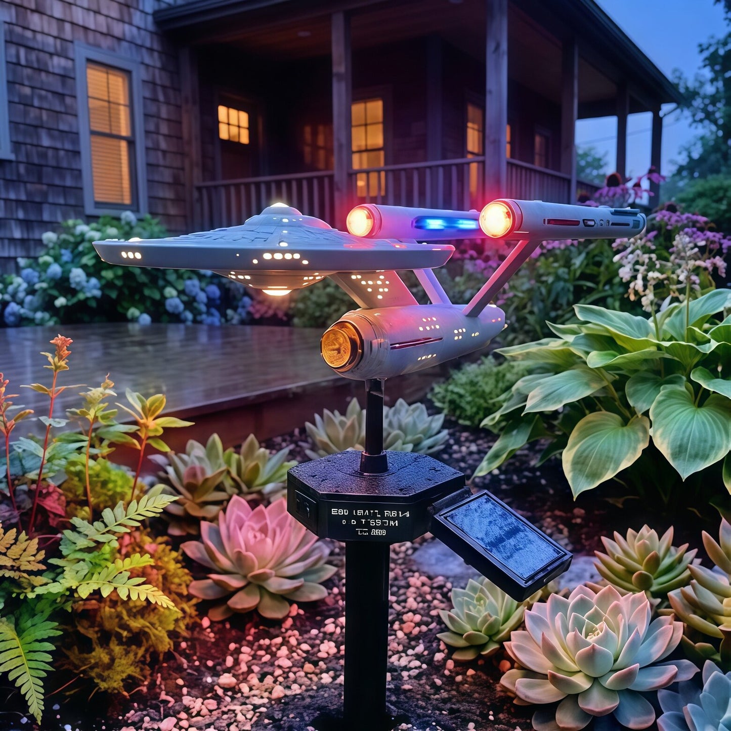 Spaceship gorilla resin solar panel funny outdoor courtyard garden resin lamp decoration