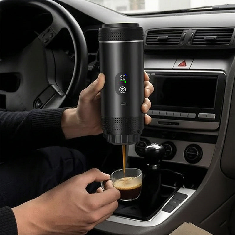 Draagbare espressomachine met digitaal display – 3-in-1 koffiezetapparaat voor cups en gemalen koffie voor op reis, op de camping en op kantoor