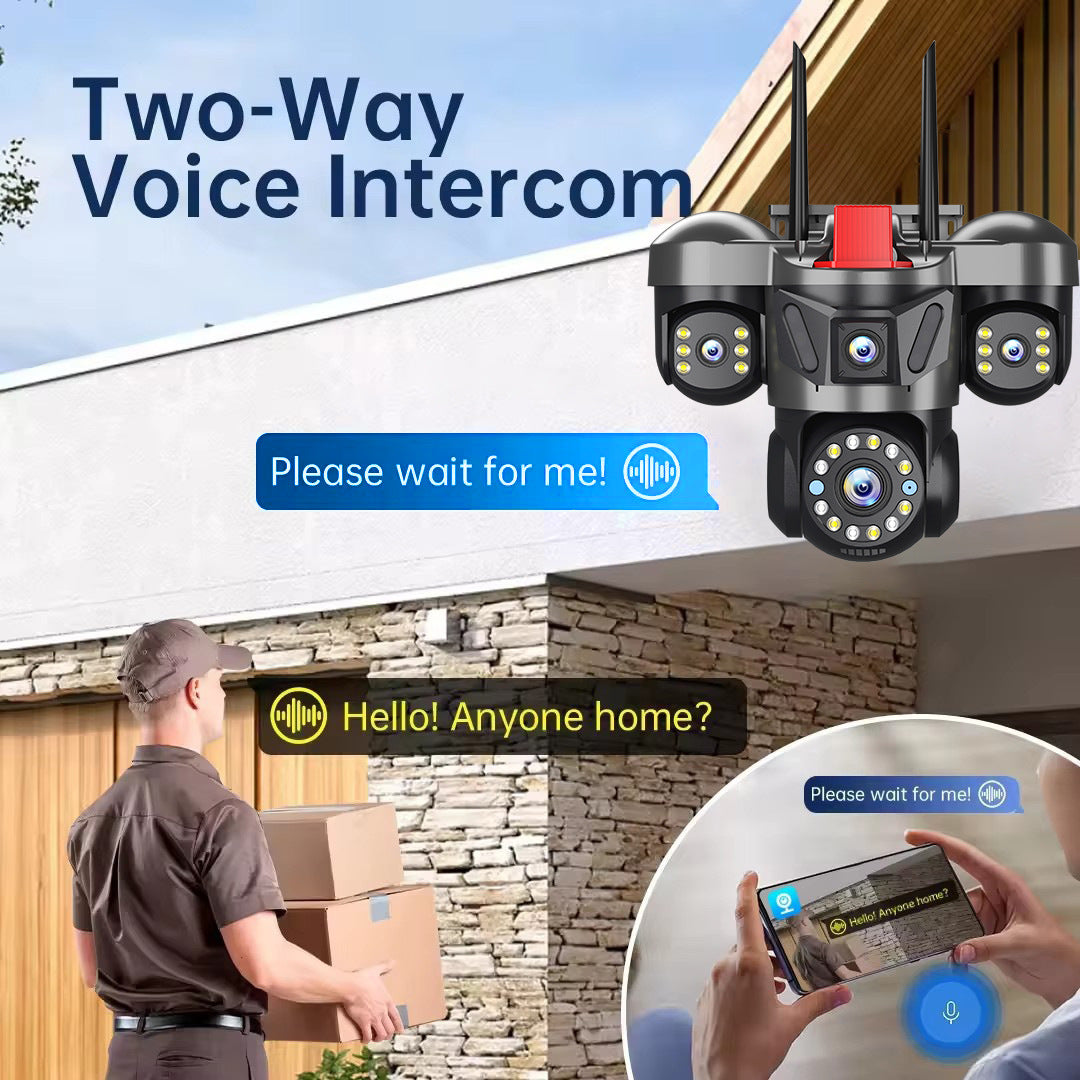 Caméra de sécurité 6MP à triple objectif et triple vue, caméra de surveillance HD sans fil WiFi pour extérieur, pour télésurveillance domestique