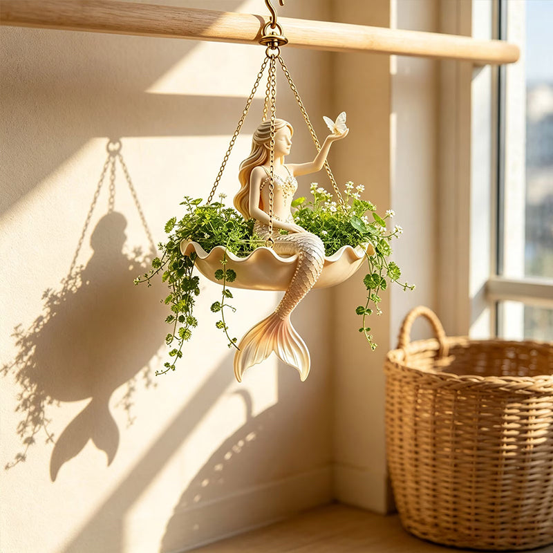 Hangende plantenbak van hars – Elegant ballerina-ontwerp, handgesneden details, uv-bestendige buitenbloempot