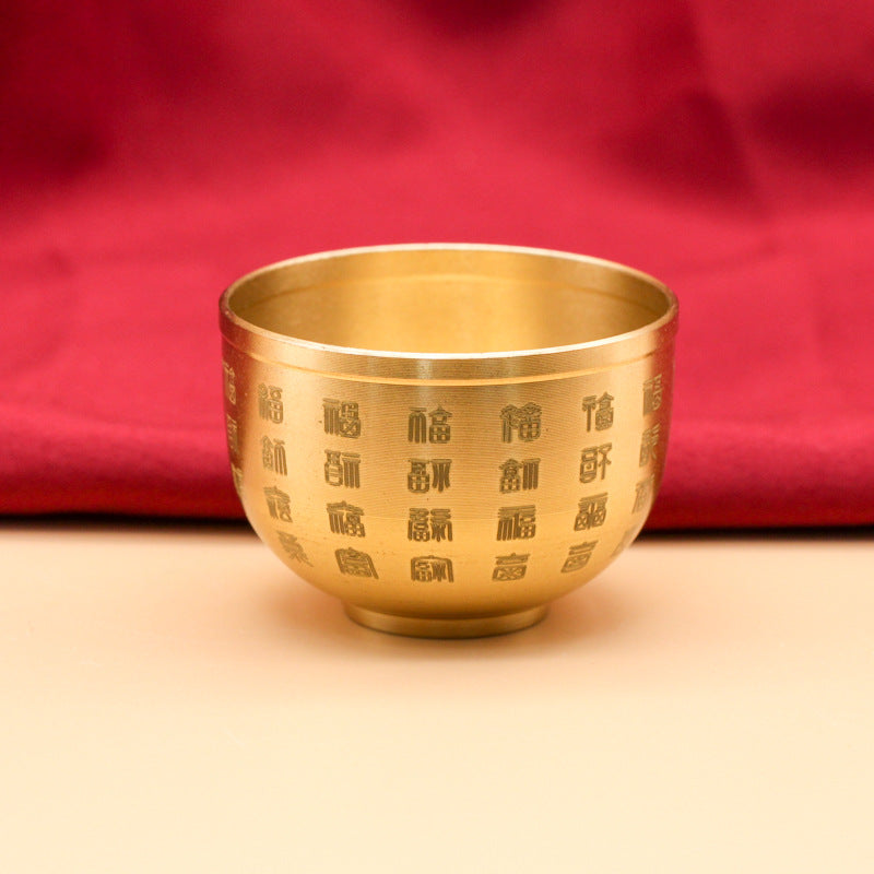 Ensemble de coupes à vin en cuivre - Grande, moyenne, petite - Coupe sur pied antique en laiton pur pour offrandes, Feng Shui, Dieu de la richesse, coupe à eau