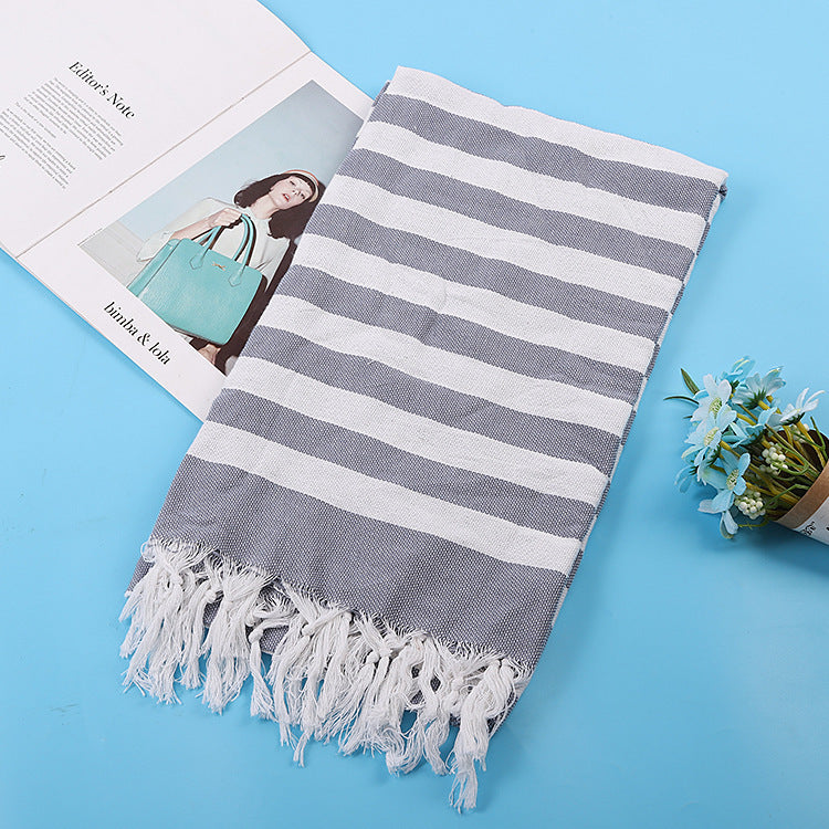 Serviette de plage turque rayée à franges, séchage rapide, grande taille, en coton, styles variés, vente en gros