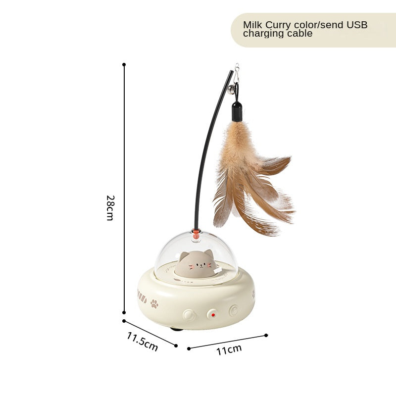 Smart Rechargeable Electric Cat Toy With Automatic Feather Wand For Pets
