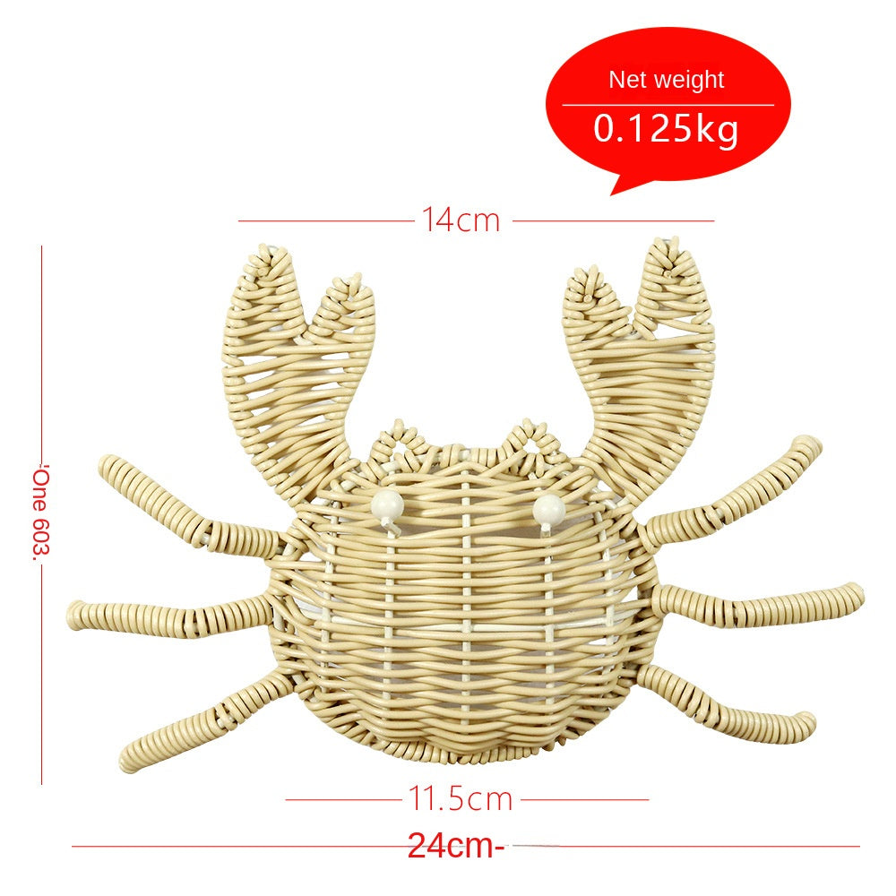 Ocean Series Handgemaakte Rotan Wanddecoratie - Zeepaardje, Krab, Tropische Vis, Handgeweven Rotan Wandkunst