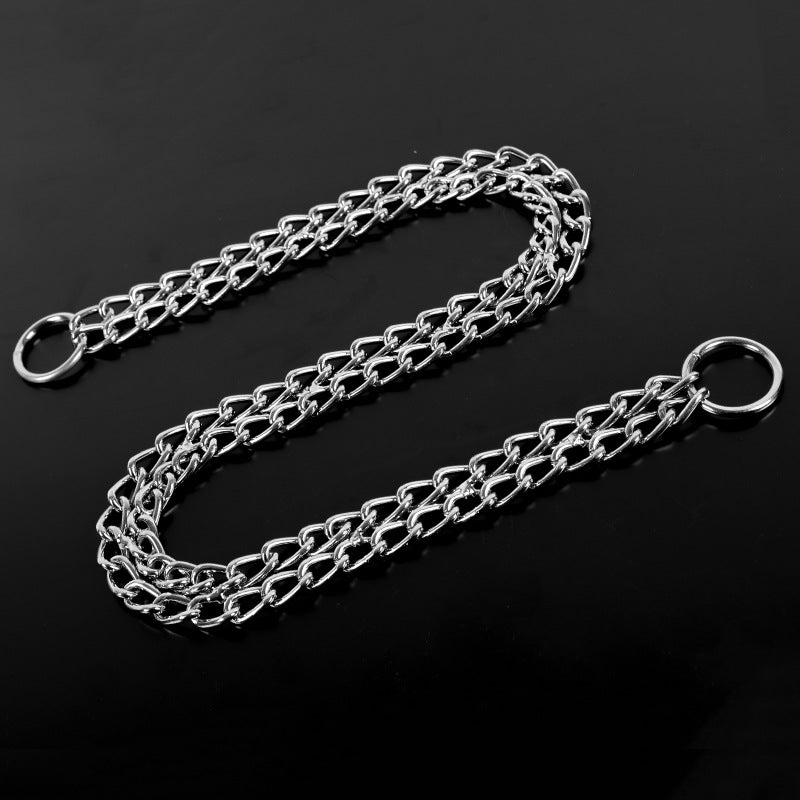 Silver Double Row Telescopic Chain Dog Training Collar
