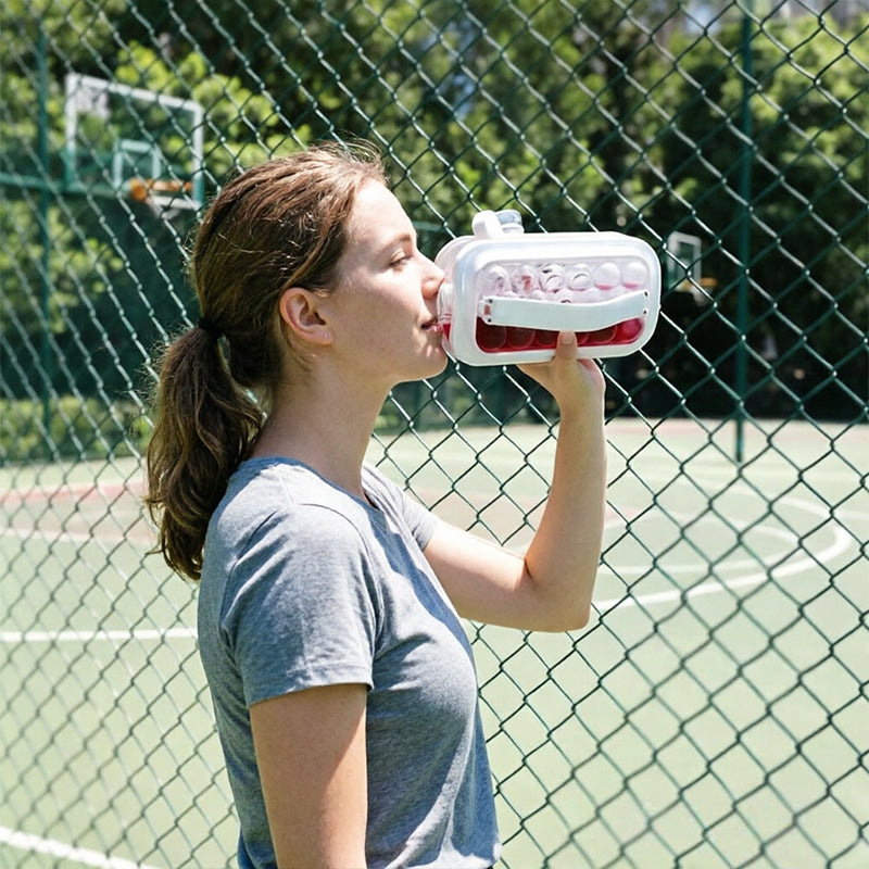 2-in-1 draagbare opvouwbare ijsbalmaker-fles, siliconen vriesvorm & waterfles voor cocktails, reizen, sportschool