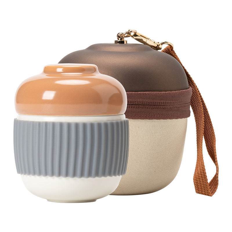 Ceramic Pinecone Travel Tea Set Portable One Pot One Cup Filter Cup For Office