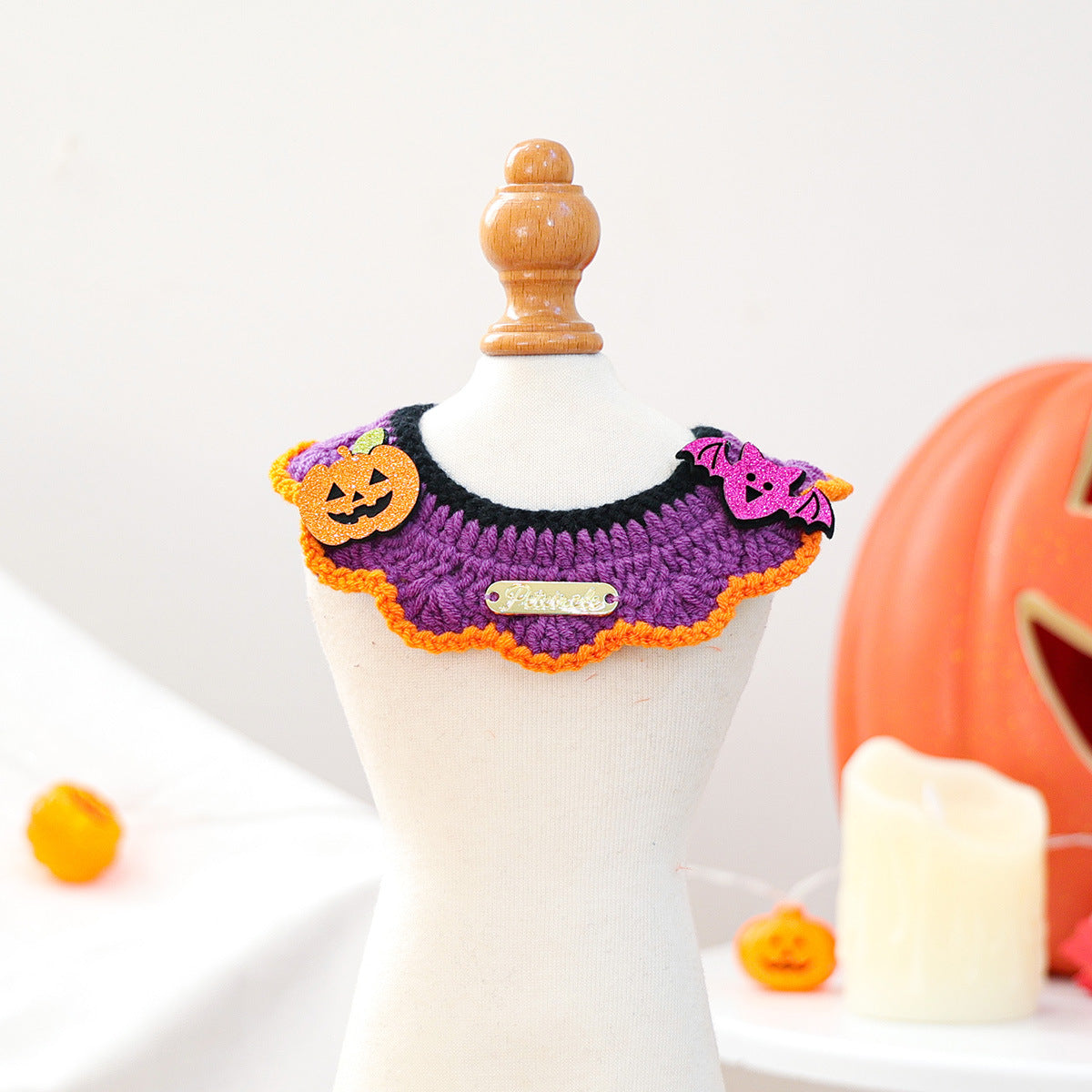 Halloween Pet Cat Dog Knit Scarf Funny Pumpkin Ghost Neckwear Bib